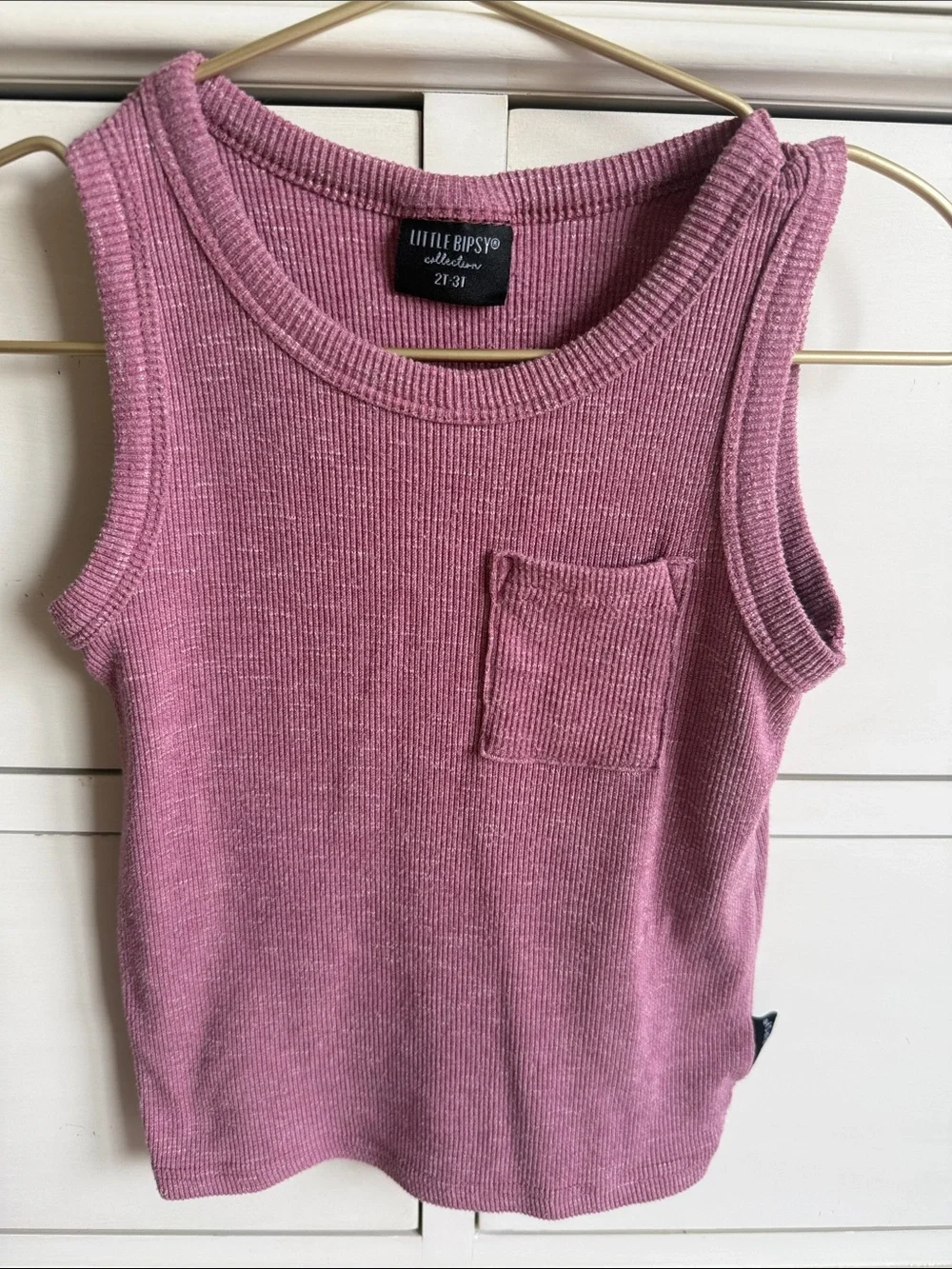 Little Bipsy Dusty Rose Ribbed Tank and Shorts with Chest Pocket